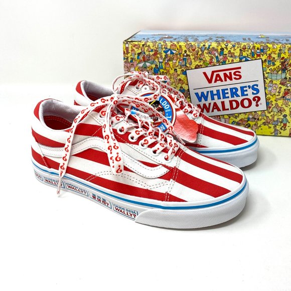 💖MEGA SALE💖VANS x Where's Waldo Red White Old Skool Low Women's VN0A3WKT3UV - Picture 3 of 14